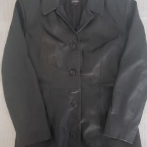 Crown black ladies leather jacket - Sz 8